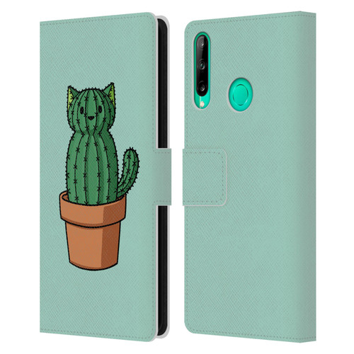 Beth Wilson Doodlecats Cactus Leather Book Wallet Case Cover For Huawei P40 lite E