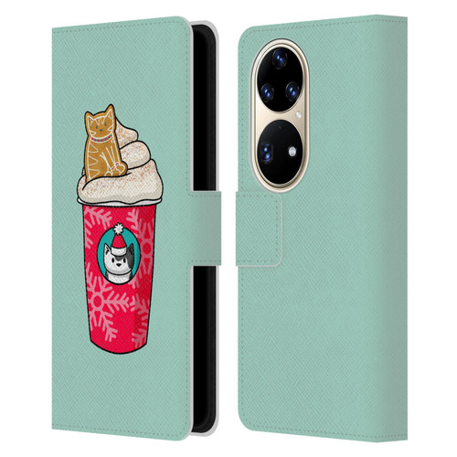 Beth Wilson Doodlecats Gingerbread Latte Leather Book Wallet Case Cover For Huawei P50 Pro