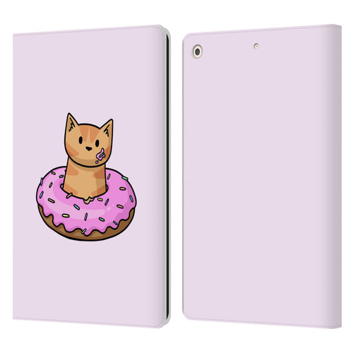 Beth Wilson Doodlecats Donut Leather Book Wallet Case Cover For Apple iPad 10.2 2019/2020/2021