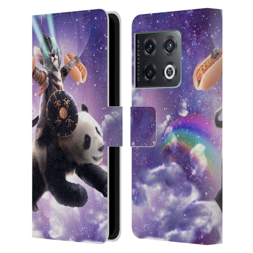 Random Galaxy Mixed Designs Warrior Cat Riding Panda Leather Book Wallet Case Cover For OnePlus 10 Pro