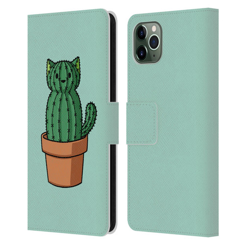 Beth Wilson Doodlecats Cactus Leather Book Wallet Case Cover For Apple iPhone 11 Pro Max