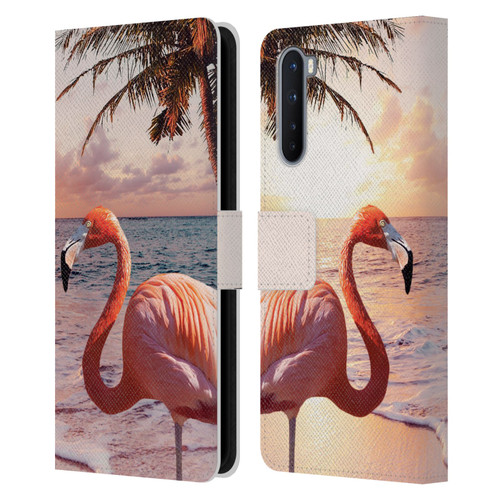 Random Galaxy Mixed Designs Flamingos & Palm Trees Leather Book Wallet Case Cover For OnePlus Nord 5G