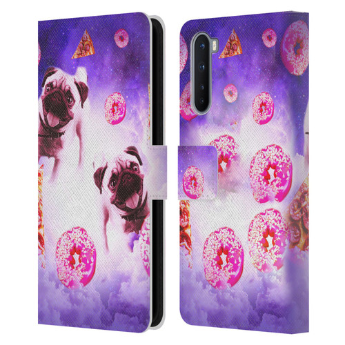 Random Galaxy Mixed Designs Pugs Pizza & Donut Leather Book Wallet Case Cover For OnePlus Nord 5G