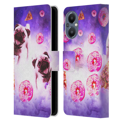Random Galaxy Mixed Designs Pugs Pizza & Donut Leather Book Wallet Case Cover For OnePlus Nord N20 5G