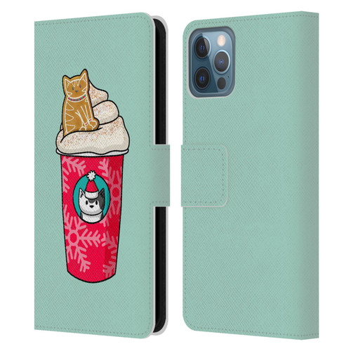 Beth Wilson Doodlecats Gingerbread Latte Leather Book Wallet Case Cover For Apple iPhone 12 / iPhone 12 Pro