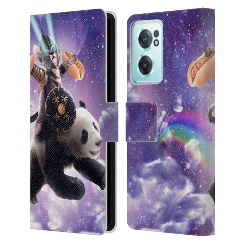Random Galaxy Mixed Designs Warrior Cat Riding Panda Leather Book Wallet Case Cover For OnePlus Nord CE 2 5G