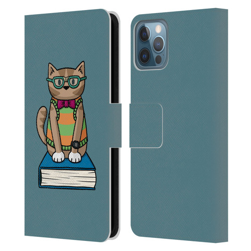 Beth Wilson Doodlecats Nerd Leather Book Wallet Case Cover For Apple iPhone 12 / iPhone 12 Pro