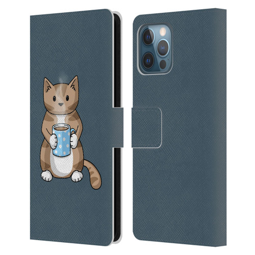 Beth Wilson Doodlecats Coffee Drinking Leather Book Wallet Case Cover For Apple iPhone 12 Pro Max