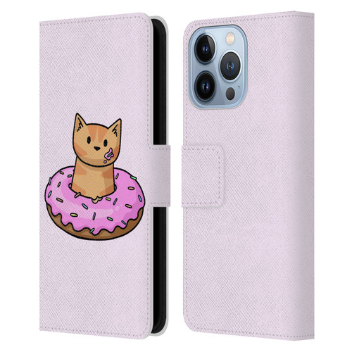 Beth Wilson Doodlecats Donut Leather Book Wallet Case Cover For Apple iPhone 13 Pro