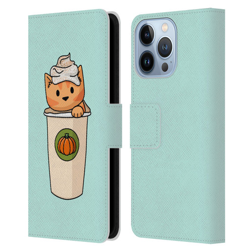 Beth Wilson Doodlecats Pumpkin Spice Latte Leather Book Wallet Case Cover For Apple iPhone 13 Pro