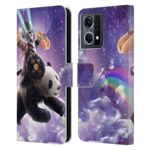 Random Galaxy Mixed Designs Warrior Cat Riding Panda Leather Book Wallet Case Cover For OPPO Reno8 4G