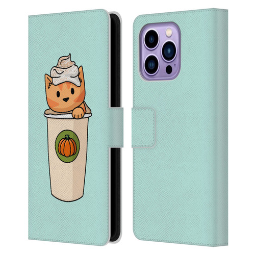 Beth Wilson Doodlecats Pumpkin Spice Latte Leather Book Wallet Case Cover For Apple iPhone 14 Pro Max