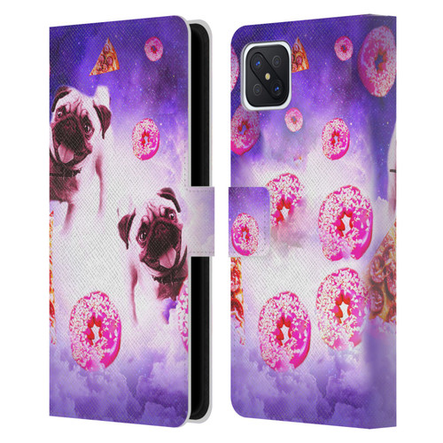 Random Galaxy Mixed Designs Pugs Pizza & Donut Leather Book Wallet Case Cover For OPPO Reno4 Z 5G