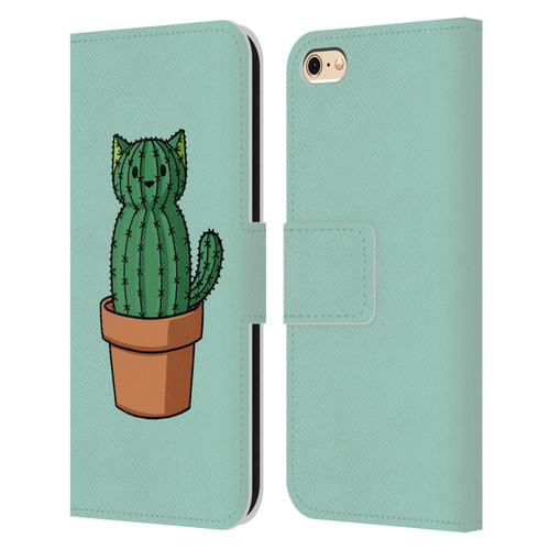Beth Wilson Doodlecats Cactus Leather Book Wallet Case Cover For Apple iPhone 6 / iPhone 6s