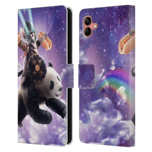 Random Galaxy Mixed Designs Warrior Cat Riding Panda Leather Book Wallet Case Cover For Samsung Galaxy A04 (2022)