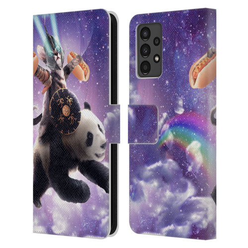 Random Galaxy Mixed Designs Warrior Cat Riding Panda Leather Book Wallet Case Cover For Samsung Galaxy A13 (2022)