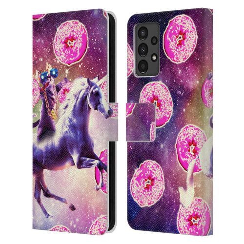 Random Galaxy Mixed Designs Thug Cat Riding Unicorn Leather Book Wallet Case Cover For Samsung Galaxy A13 (2022)