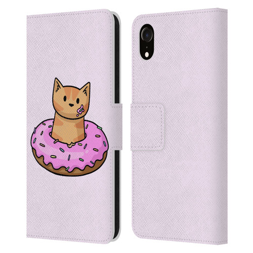 Beth Wilson Doodlecats Donut Leather Book Wallet Case Cover For Apple iPhone XR