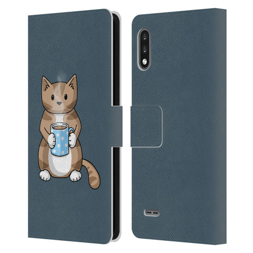 Beth Wilson Doodlecats Coffee Drinking Leather Book Wallet Case Cover For LG K22