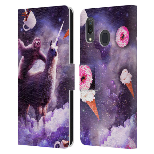 Random Galaxy Mixed Designs Sloth Riding Unicorn Leather Book Wallet Case Cover For Samsung Galaxy A33 5G (2022)