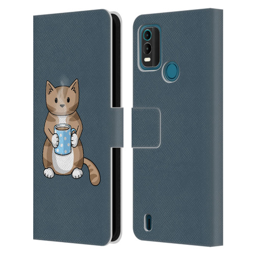 Beth Wilson Doodlecats Coffee Drinking Leather Book Wallet Case Cover For Nokia G11 Plus