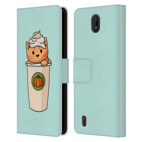 Beth Wilson Doodlecats Pumpkin Spice Latte Leather Book Wallet Case Cover For Nokia C01 Plus/C1 2nd Edition
