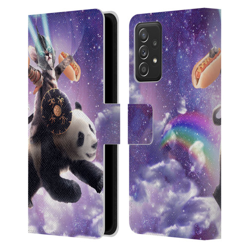Random Galaxy Mixed Designs Warrior Cat Riding Panda Leather Book Wallet Case Cover For Samsung Galaxy A53 5G (2022)
