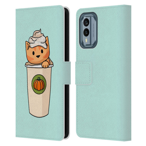 Beth Wilson Doodlecats Pumpkin Spice Latte Leather Book Wallet Case Cover For Nokia X30