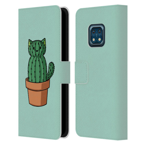 Beth Wilson Doodlecats Cactus Leather Book Wallet Case Cover For Nokia XR20