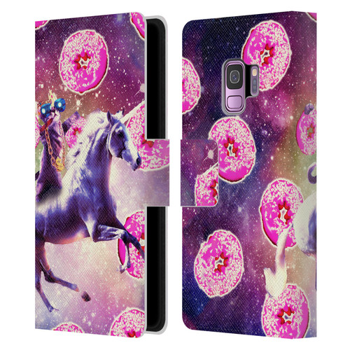 Random Galaxy Mixed Designs Thug Cat Riding Unicorn Leather Book Wallet Case Cover For Samsung Galaxy S9