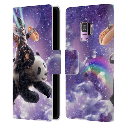 Random Galaxy Mixed Designs Warrior Cat Riding Panda Leather Book Wallet Case Cover For Samsung Galaxy S9