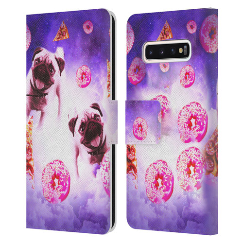 Random Galaxy Mixed Designs Pugs Pizza & Donut Leather Book Wallet Case Cover For Samsung Galaxy S10
