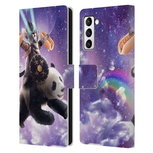 Random Galaxy Mixed Designs Warrior Cat Riding Panda Leather Book Wallet Case Cover For Samsung Galaxy S21+ 5G