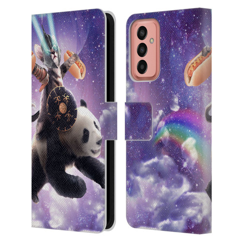 Random Galaxy Mixed Designs Warrior Cat Riding Panda Leather Book Wallet Case Cover For Samsung Galaxy M13 (2022)