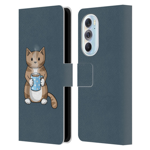 Beth Wilson Doodlecats Coffee Drinking Leather Book Wallet Case Cover For Motorola Edge X30
