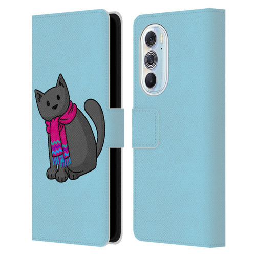 Beth Wilson Doodlecats Cold In A Scarf Leather Book Wallet Case Cover For Motorola Edge X30