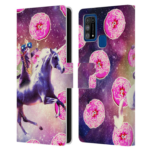 Random Galaxy Mixed Designs Thug Cat Riding Unicorn Leather Book Wallet Case Cover For Samsung Galaxy M31 (2020)