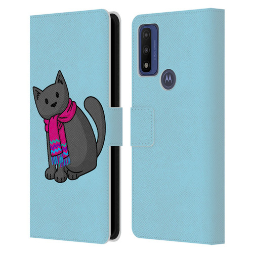 Beth Wilson Doodlecats Cold In A Scarf Leather Book Wallet Case Cover For Motorola G Pure