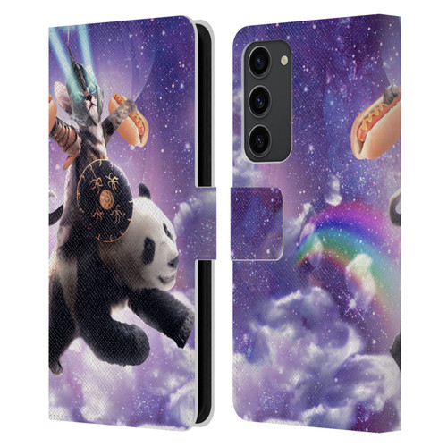 Random Galaxy Mixed Designs Warrior Cat Riding Panda Leather Book Wallet Case Cover For Samsung Galaxy S23+ 5G