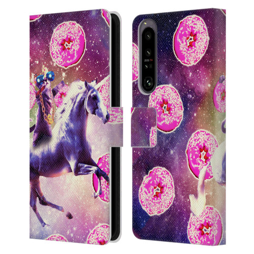 Random Galaxy Mixed Designs Thug Cat Riding Unicorn Leather Book Wallet Case Cover For Sony Xperia 1 IV