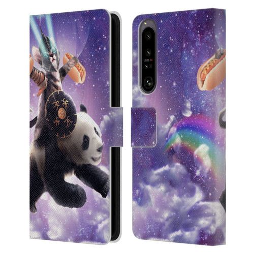 Random Galaxy Mixed Designs Warrior Cat Riding Panda Leather Book Wallet Case Cover For Sony Xperia 1 IV