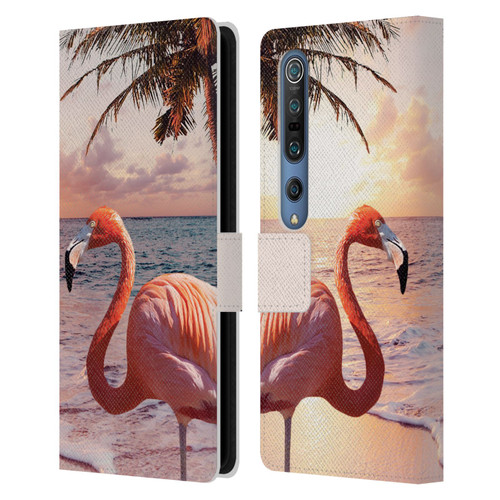 Random Galaxy Mixed Designs Flamingos & Palm Trees Leather Book Wallet Case Cover For Xiaomi Mi 10 5G / Mi 10 Pro 5G