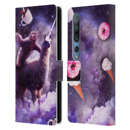 Random Galaxy Mixed Designs Sloth Riding Unicorn Leather Book Wallet Case Cover For Xiaomi Mi 10 5G / Mi 10 Pro 5G