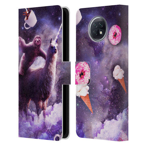Random Galaxy Mixed Designs Sloth Riding Unicorn Leather Book Wallet Case Cover For Xiaomi Redmi Note 9T 5G
