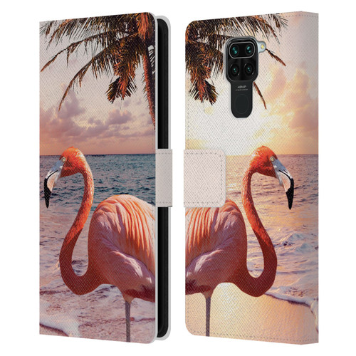 Random Galaxy Mixed Designs Flamingos & Palm Trees Leather Book Wallet Case Cover For Xiaomi Redmi Note 9 / Redmi 10X 4G