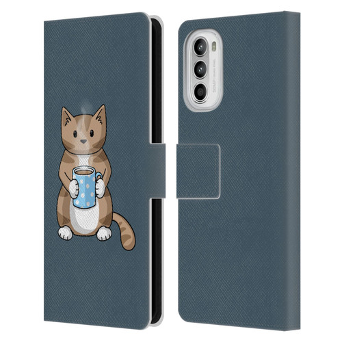 Beth Wilson Doodlecats Coffee Drinking Leather Book Wallet Case Cover For Motorola Moto G52