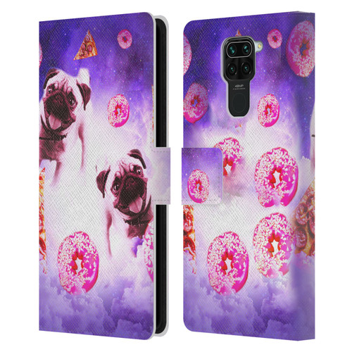 Random Galaxy Mixed Designs Pugs Pizza & Donut Leather Book Wallet Case Cover For Xiaomi Redmi Note 9 / Redmi 10X 4G