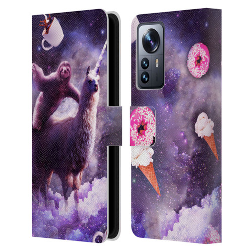 Random Galaxy Mixed Designs Sloth Riding Unicorn Leather Book Wallet Case Cover For Xiaomi 12 Pro