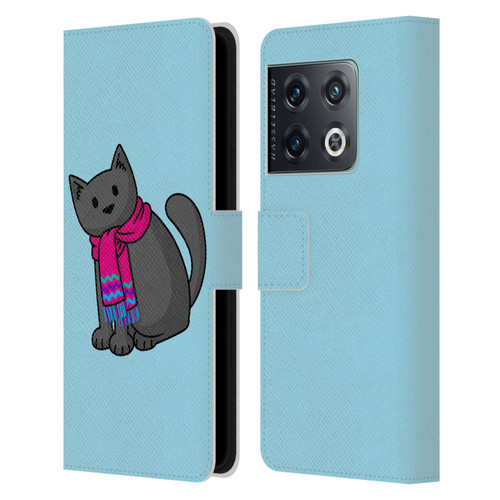 Beth Wilson Doodlecats Cold In A Scarf Leather Book Wallet Case Cover For OnePlus 10 Pro