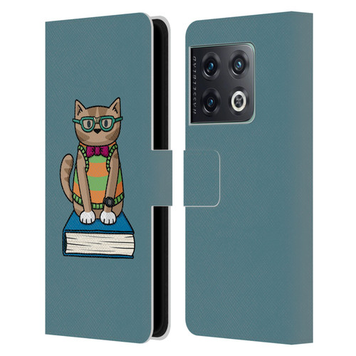 Beth Wilson Doodlecats Nerd Leather Book Wallet Case Cover For OnePlus 10 Pro